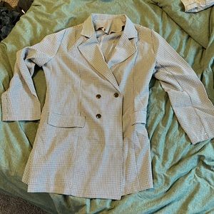 Shein Tweed print oversized blazer - 1XL tan/black